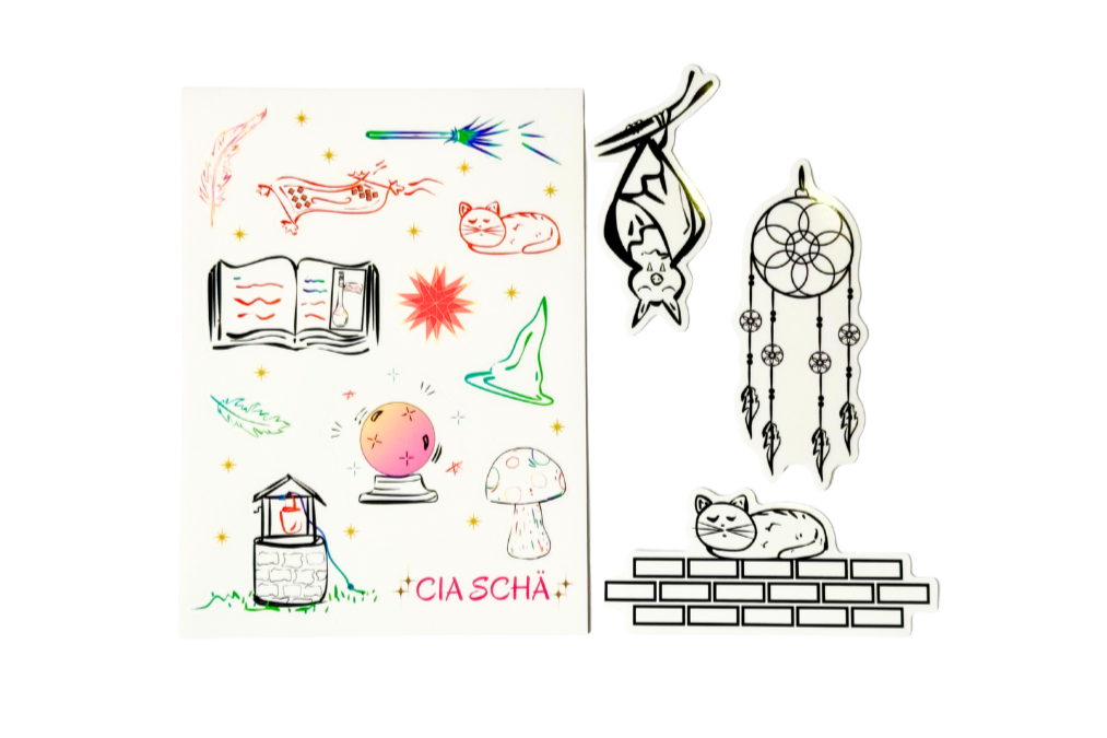 Charmed Bits & Bobs - Sticker Sheet | Clear Vinyl (Coloured Edition), Waterproof | 10x14cm (3.9x5.5")