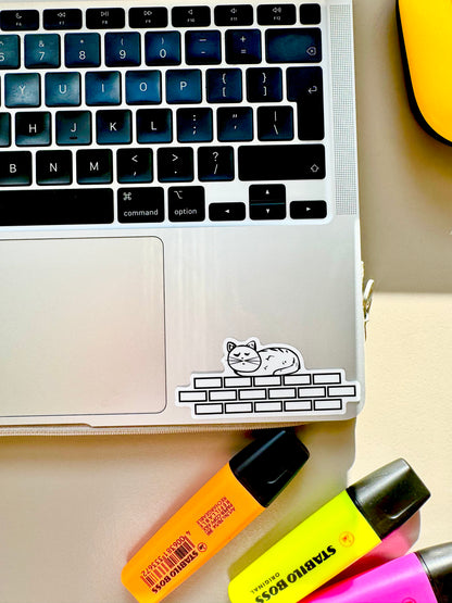 Catnap Loaf- Cat on wall Sticker | White, Waterproof Vinyl | 8.5x3.7cm (3.3x1.5")