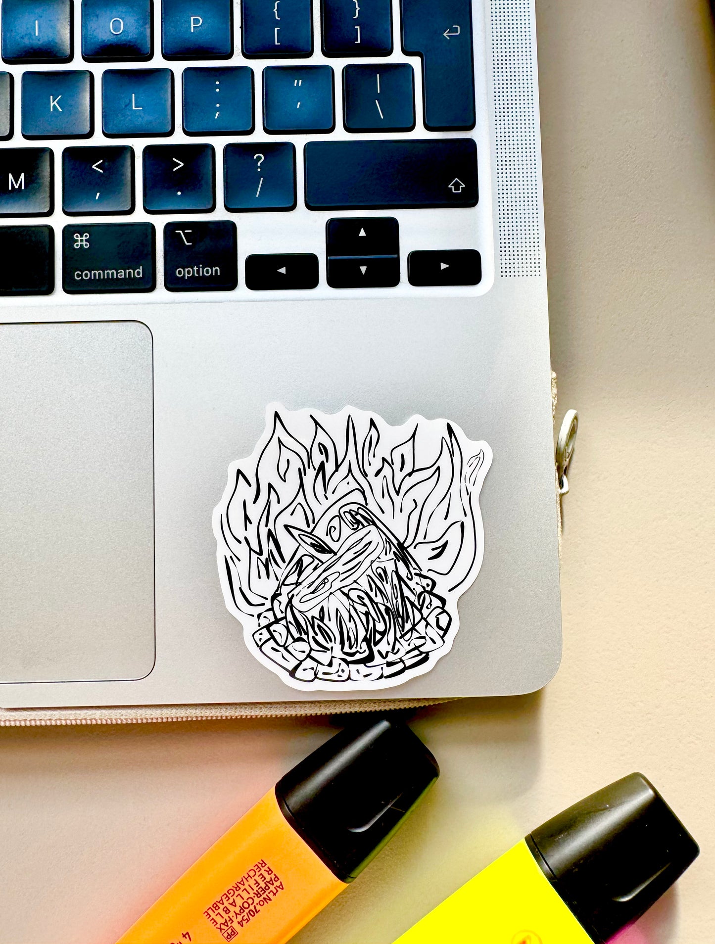 Cosy Campfire- Fire Sticker | White, Waterproof Vinyl | 6.5x6.5cm (2.6x2.6")