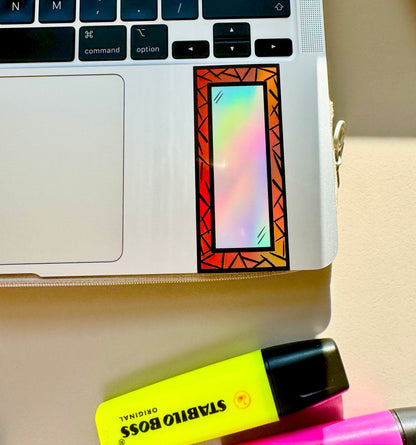 Lucid Reflection - Mirror Sticker | Holographic, Waterproof Vinyl | 4x9cm (1.6x3.5")
