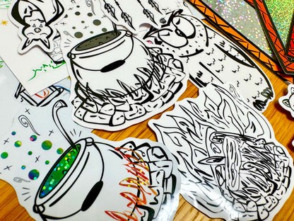 Bubbly Brew - Cauldron Sticker | Glitter, Waterproof Vinyl | 6.5x8cm (2.4x3")