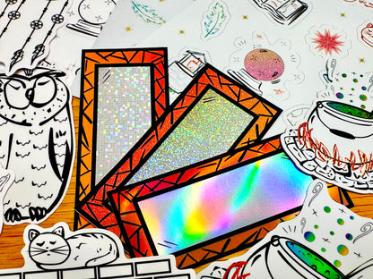 Lucid Reflection - Mirror Sticker | Pixie Dust, Waterproof Vinyl | 4x9cm (1.6x3.5")