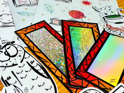 Lucid Reflection - Mirror Sticker | Pixie Dust, Waterproof Vinyl | 4x9cm (1.6x3.5")