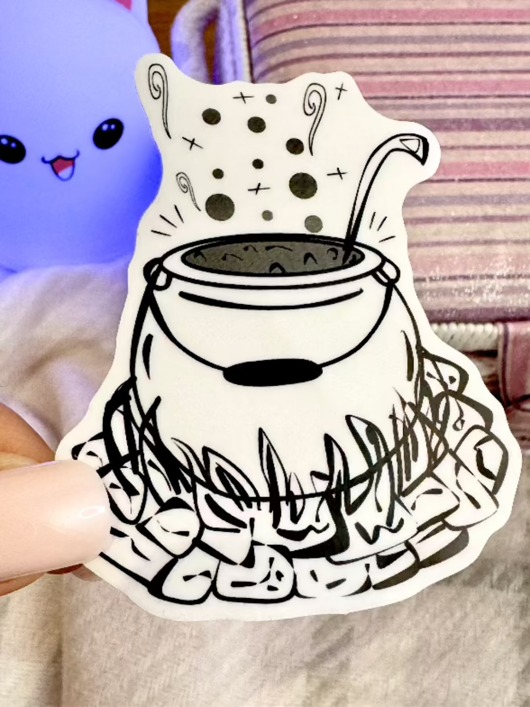Bubbly Brew - Cauldron Sticker | Clear, Waterproof Vinyl | 6.5x8cm (2.4x3")