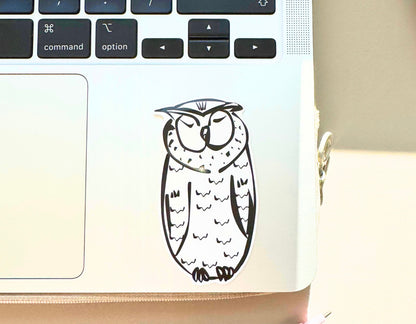 Fluffy Sensei - Owl Sticker | Clear, Waterproof Vinyl | 4x7.5cm (1.6x3")