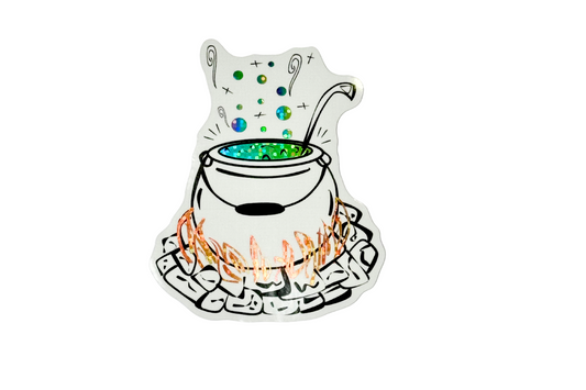 Bubbly Brew - Cauldron Sticker | Glitter, Waterproof Vinyl | 6.5x8cm (2.4x3")