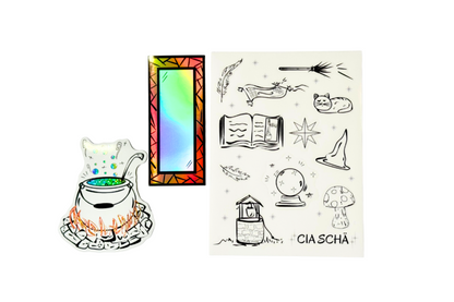 Charmed Bits & Bobs - Sticker Sheet | Clear Vinyl (Monochrome Edition), Waterproof | 10x14cm (3.9x5.5")