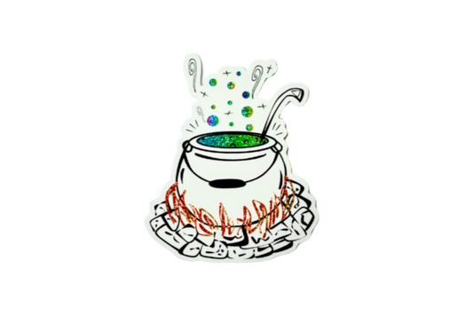 Bubbly Brew - Cauldron Sticker | Pixie Dust, Waterproof Vinyl | 5.3x6.4cm (2.1x2.5")