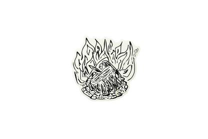 Cosy Campfire- Fire Sticker | White, Waterproof Vinyl | 6.5x6.5cm (2.6x2.6")
