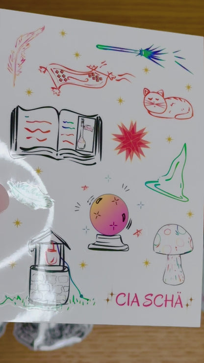 Charmed Bits & Bobs - Sticker Sheet | Clear Vinyl (Coloured Edition), Waterproof | 10x14cm (3.9x5.5")