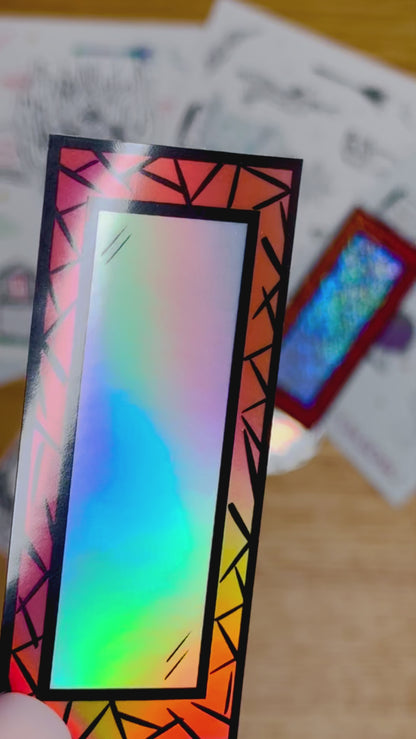 Lucid Reflection - Mirror Sticker | Holographic, Waterproof Vinyl | 4x9cm (1.6x3.5")