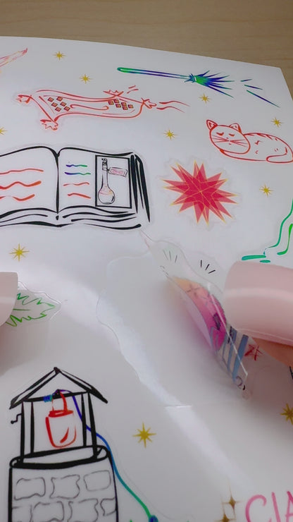 Charmed Bits & Bobs - Sticker Sheet | Clear Vinyl (Coloured Edition), Waterproof | 10x14cm (3.9x5.5")