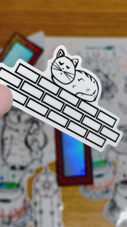 Catnap Loaf- Cat on wall Sticker | White, Waterproof Vinyl | 8.5x3.7cm (3.3x1.5")