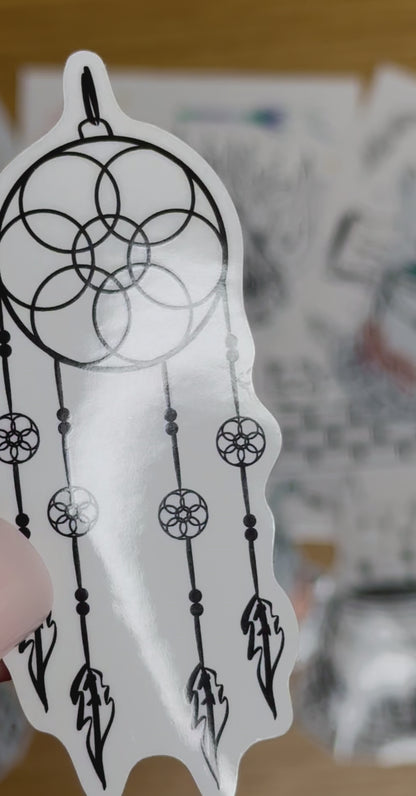 Moonwoven- Dreamcatcher Sticker | Clear, Waterproof Vinyl | 3.5x8.5cm (1.4x3.3")